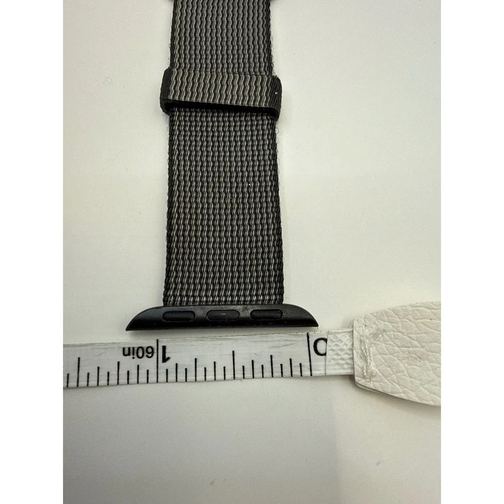 Apple Watch Woven Nylon Band Black Gray Striped 38mm 40mm 41mm Strap